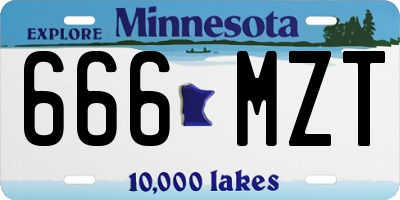 MN license plate 666MZT
