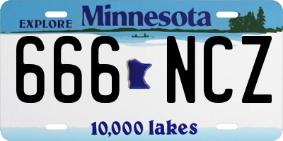 MN license plate 666NCZ