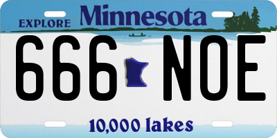 MN license plate 666NOE
