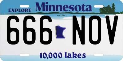 MN license plate 666NOV