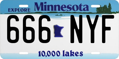 MN license plate 666NYF