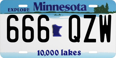MN license plate 666QZW