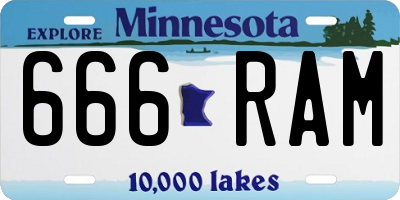MN license plate 666RAM