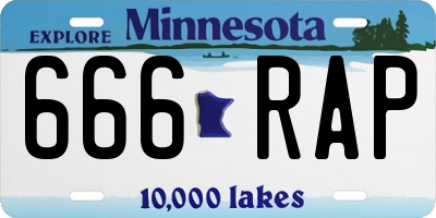 MN license plate 666RAP