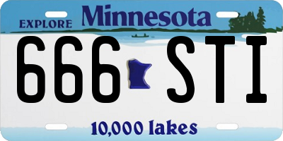 MN license plate 666STI