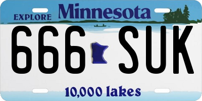 MN license plate 666SUK