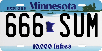 MN license plate 666SUM