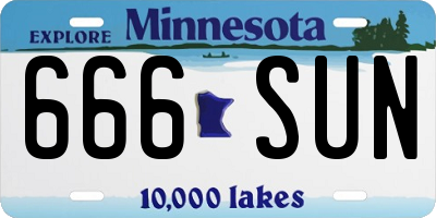 MN license plate 666SUN