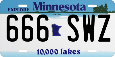 MN license plate 666SWZ