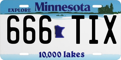MN license plate 666TIX