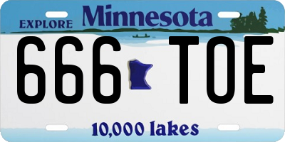 MN license plate 666TOE