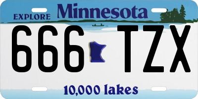 MN license plate 666TZX