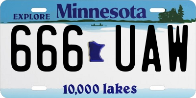 MN license plate 666UAW