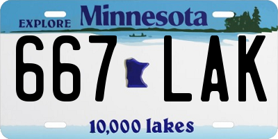 MN license plate 667LAK