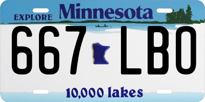 MN license plate 667LBO