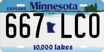 MN license plate 667LCO