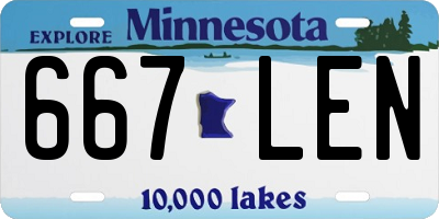 MN license plate 667LEN