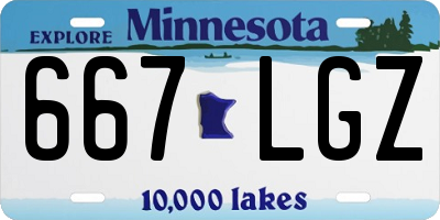 MN license plate 667LGZ
