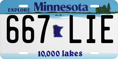 MN license plate 667LIE