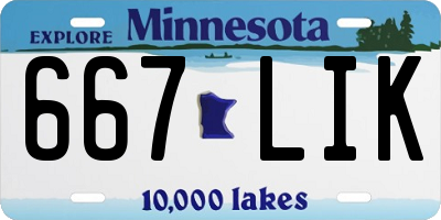 MN license plate 667LIK