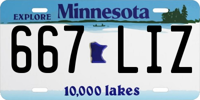 MN license plate 667LIZ