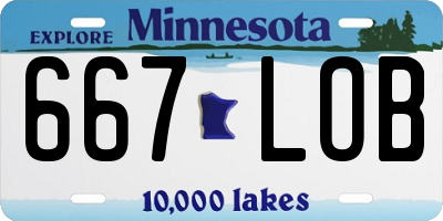 MN license plate 667LOB