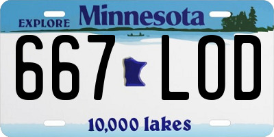 MN license plate 667LOD