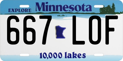 MN license plate 667LOF
