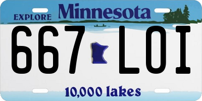 MN license plate 667LOI