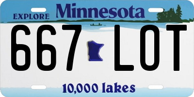 MN license plate 667LOT