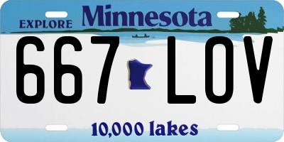 MN license plate 667LOV