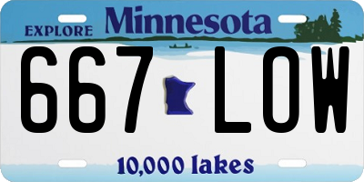MN license plate 667LOW