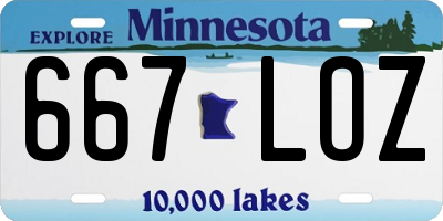 MN license plate 667LOZ
