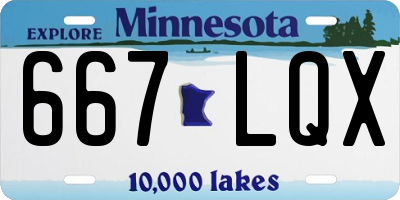MN license plate 667LQX