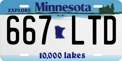 MN license plate 667LTD