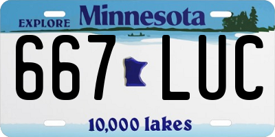 MN license plate 667LUC