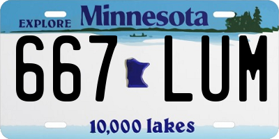 MN license plate 667LUM