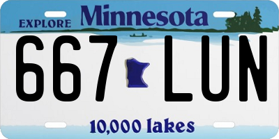MN license plate 667LUN