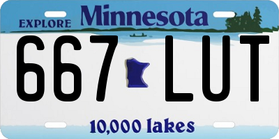 MN license plate 667LUT