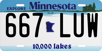 MN license plate 667LUW