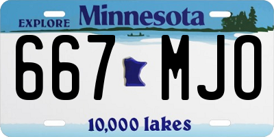 MN license plate 667MJO