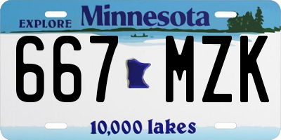 MN license plate 667MZK