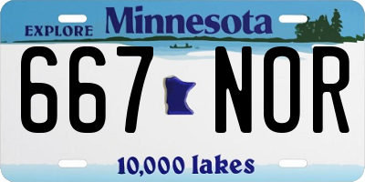 MN license plate 667NOR