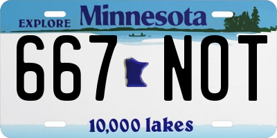 MN license plate 667NOT