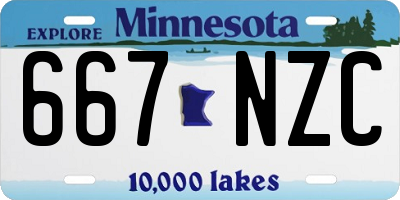 MN license plate 667NZC