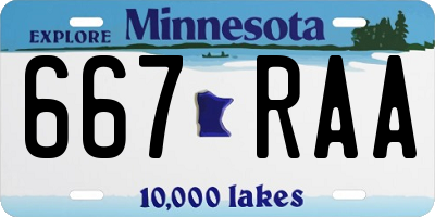 MN license plate 667RAA