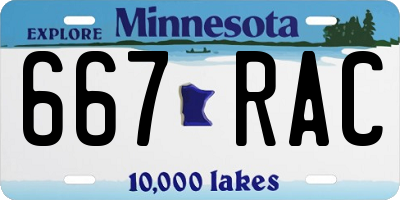 MN license plate 667RAC