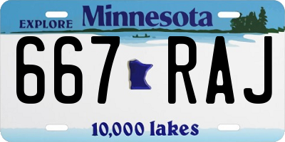 MN license plate 667RAJ