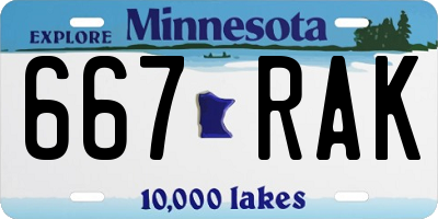 MN license plate 667RAK