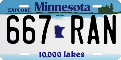 MN license plate 667RAN